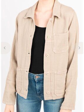 LACAUSA Cream Blush Lightweight Textured Jacket Large